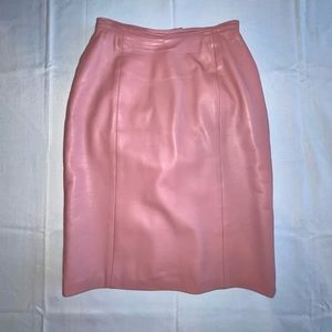 Pink Soft Genuine Leather Pencil Skirt Lined 28" Waist Vintage